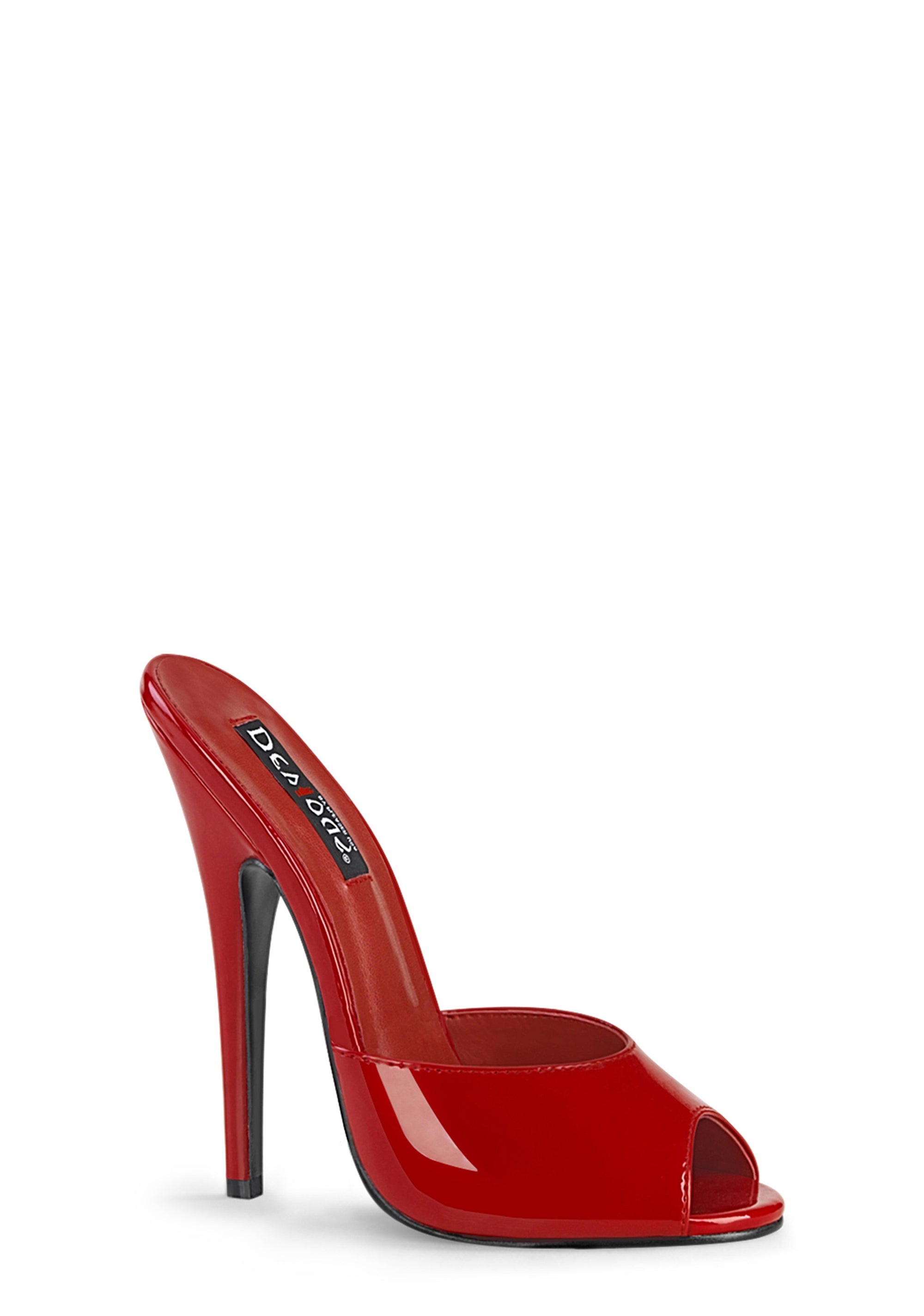 Devious Domina-101 Peep Toe Heels  - Red