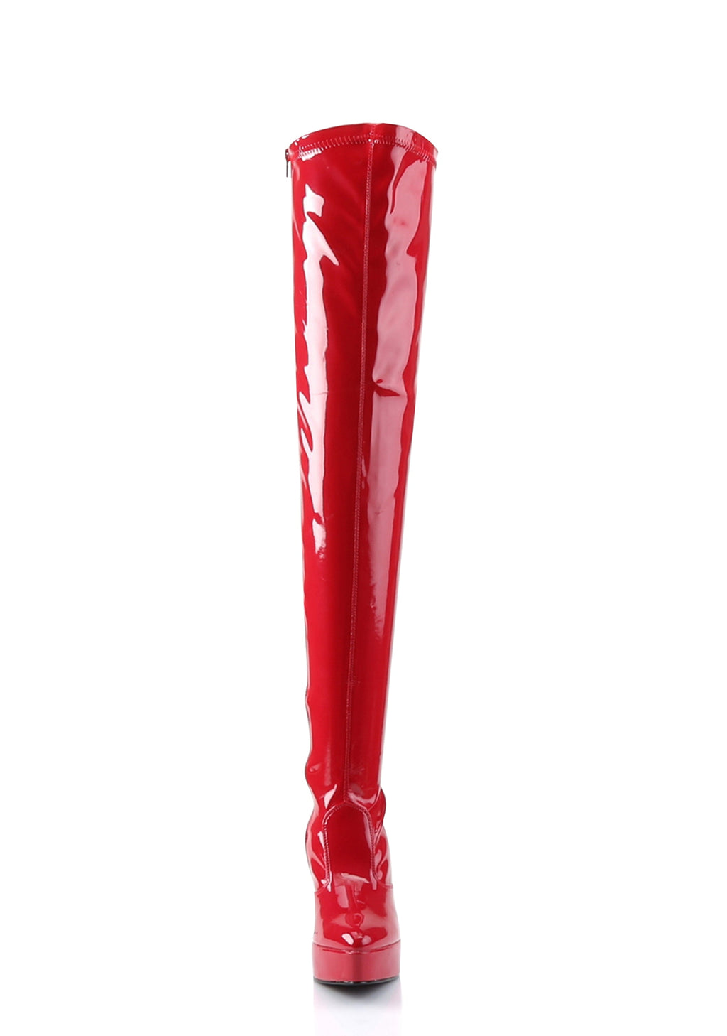 Indulge-3000 Stretch Thigh High Boots - Red