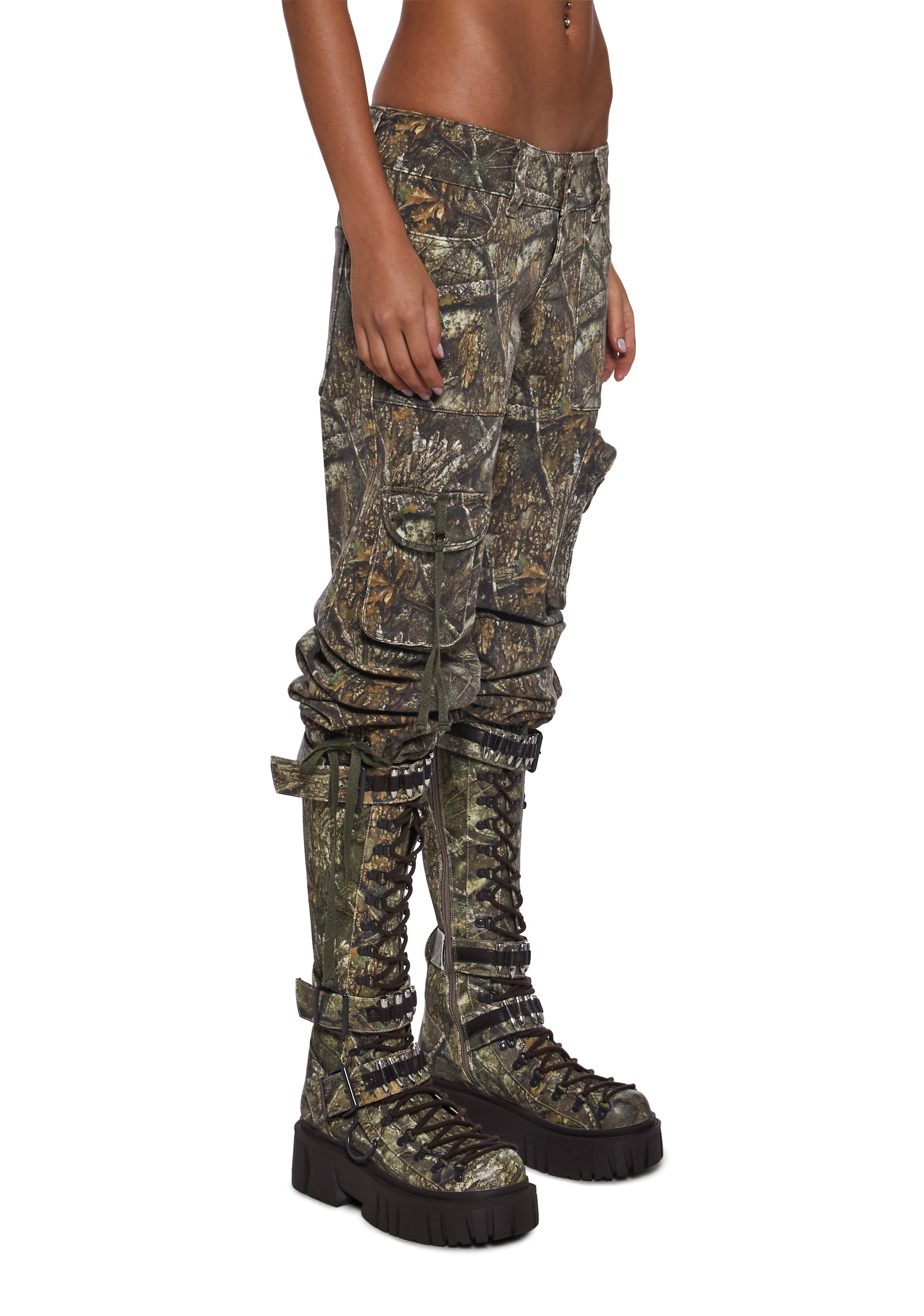 Camo Low Rise Cargo Jeans