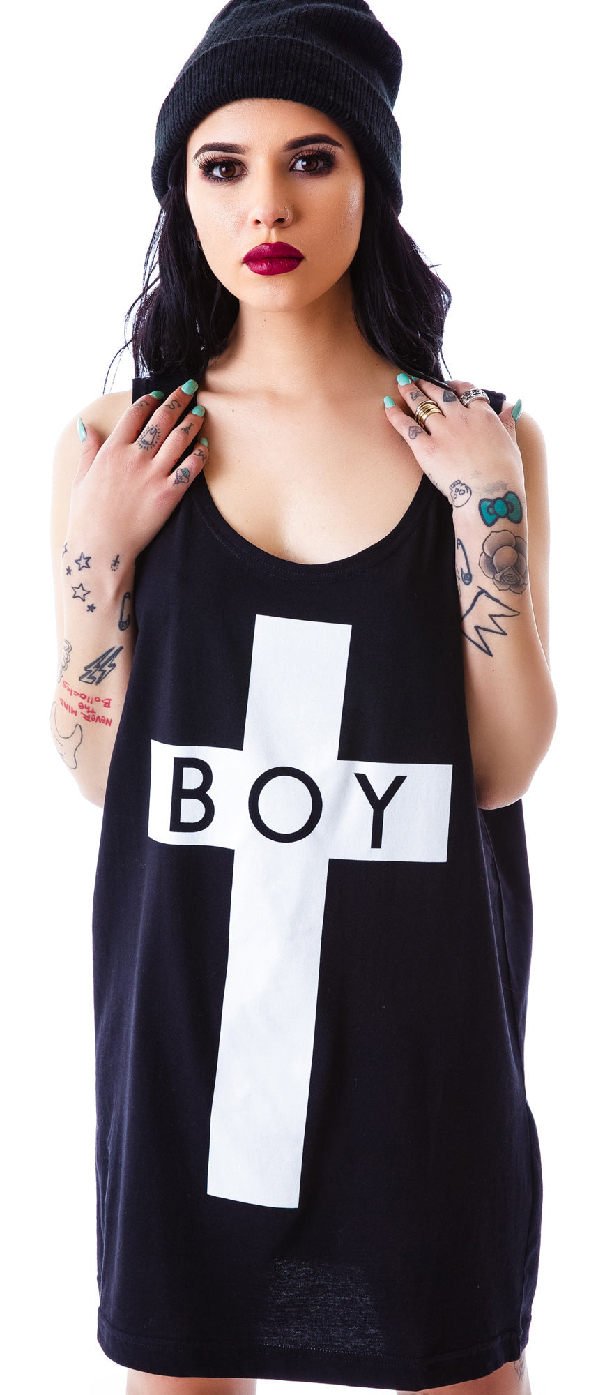 x BOY London Boy Cross Oversized Tank - Black