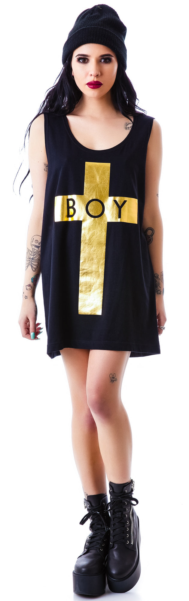 x BOY London Boy Cross Oversized Tank - Silver