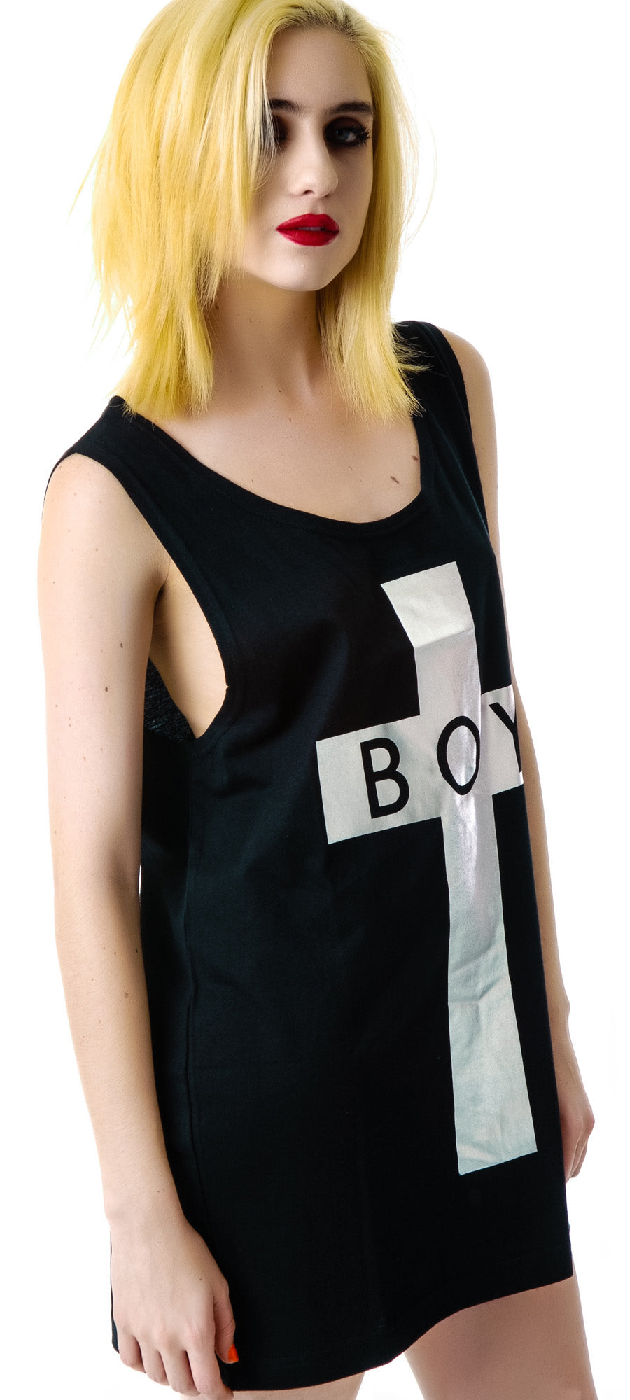 x BOY London Boy Cross Oversized Tank - Silver