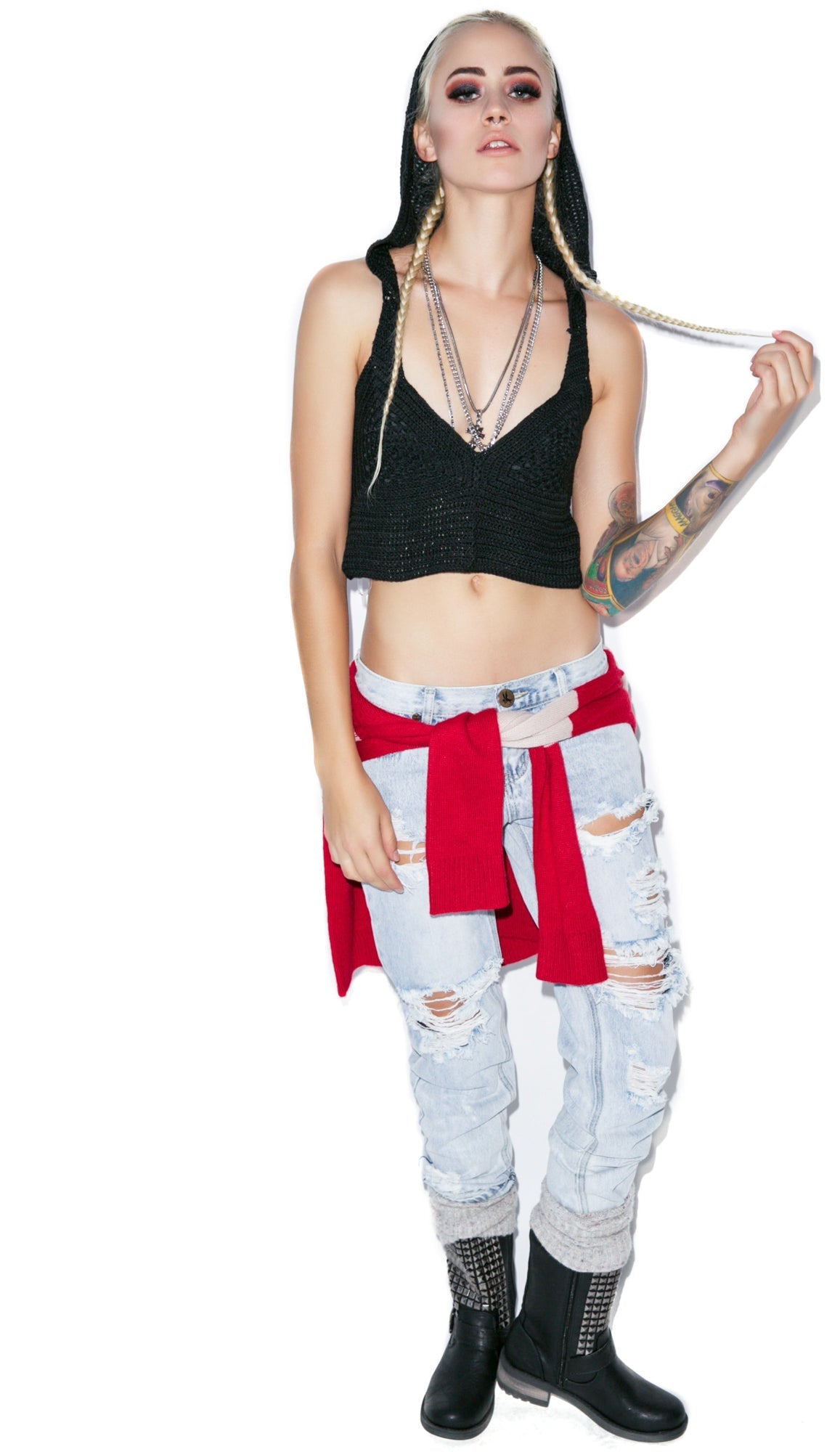 Mellow Out Crochet Crop Top - Black