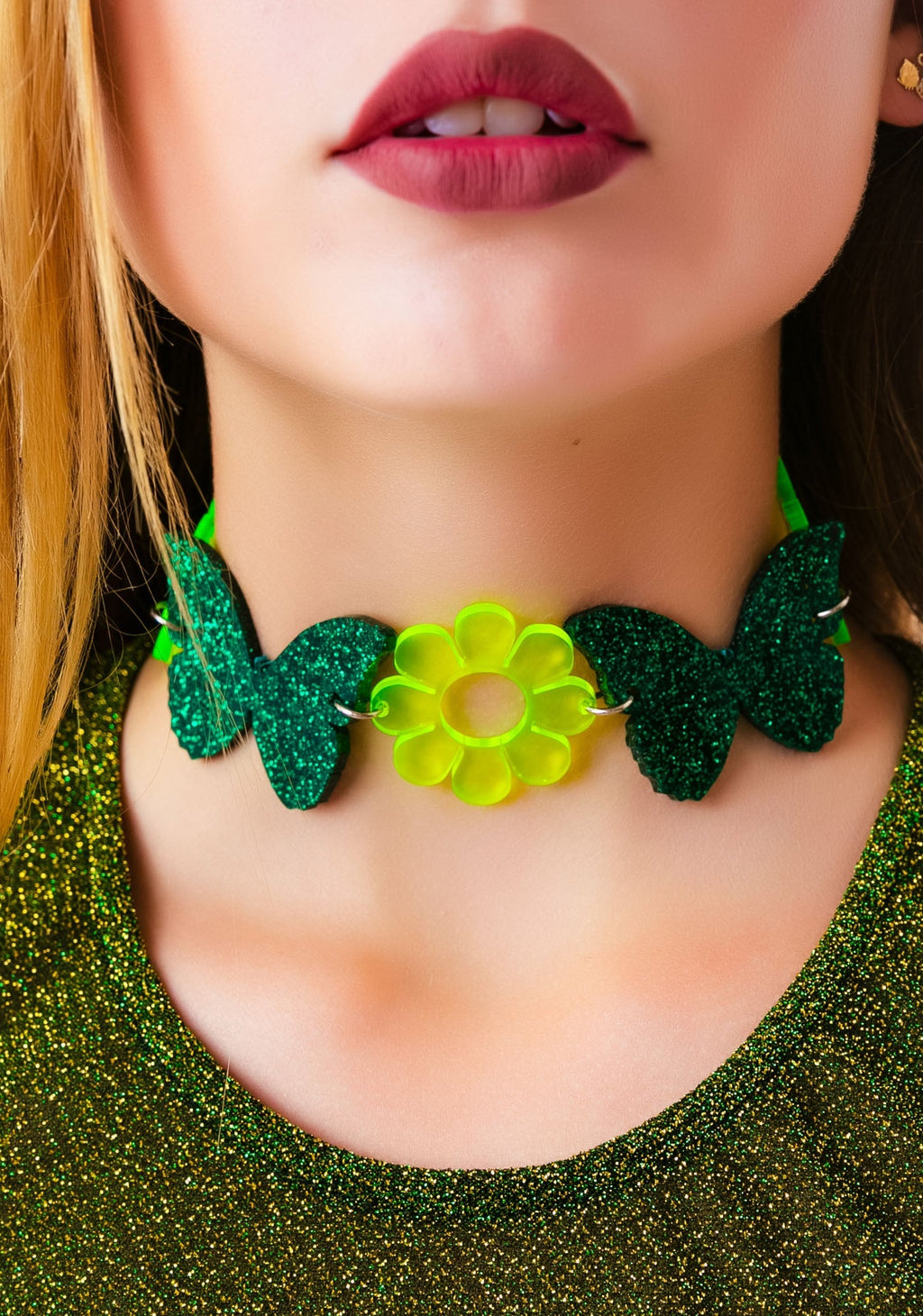 Madame Butterfly Dreamz Choker - Green