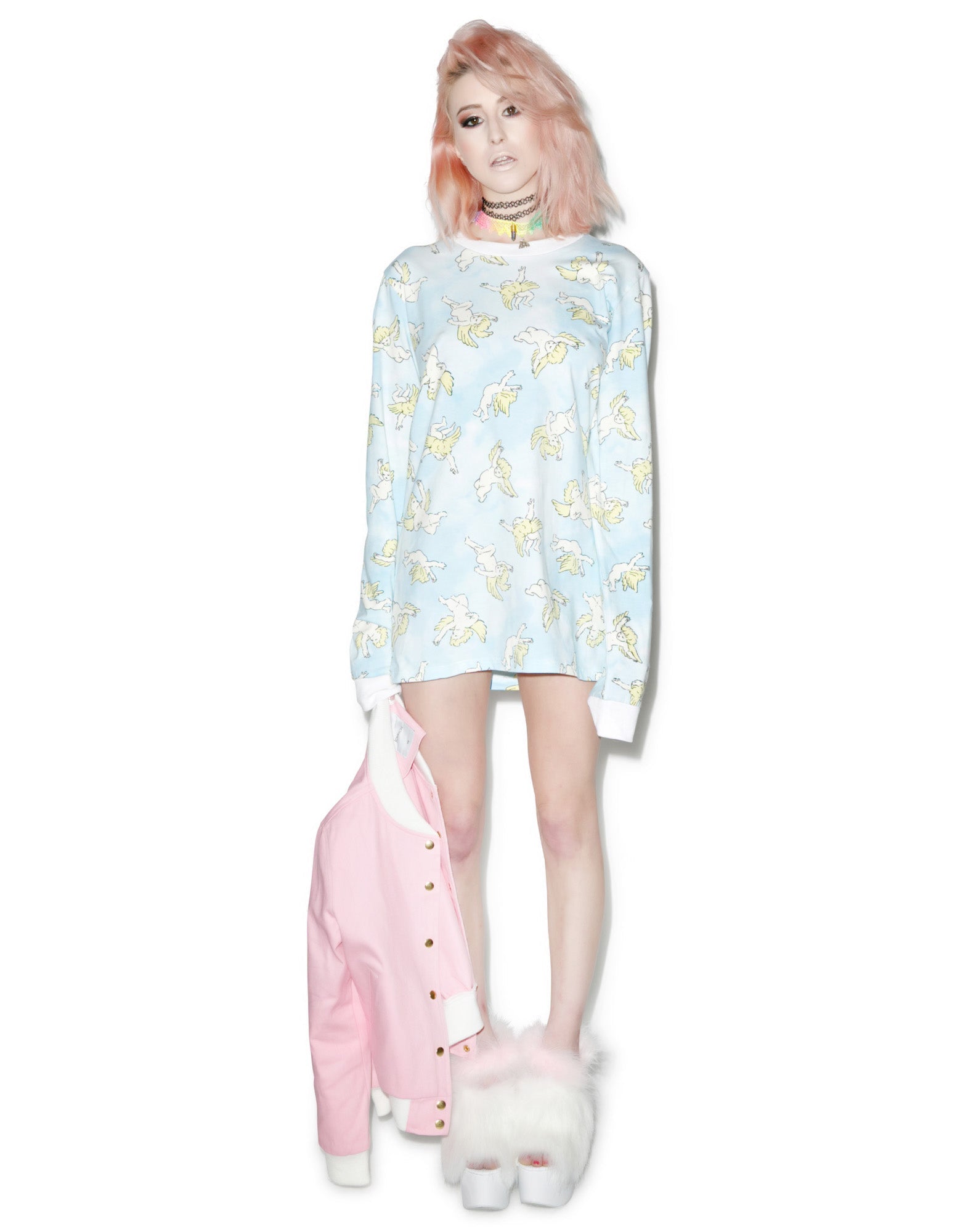 Risen Sky Long Sleeve Tee - Light Pink