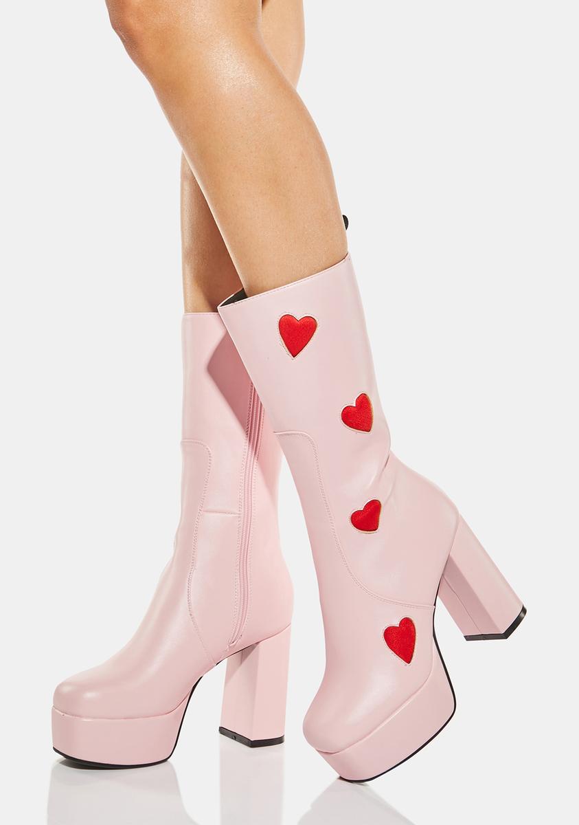 Game Of Love Platform Boots - Light Pink