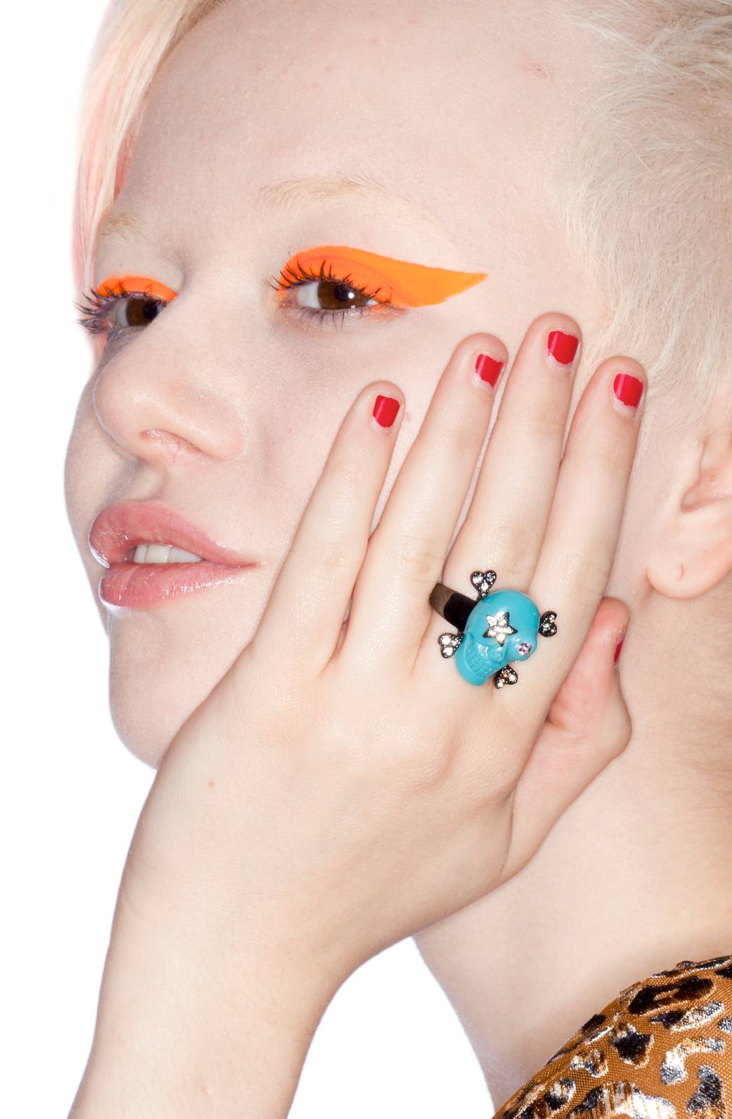 Star Patch Skull Ring - Pink