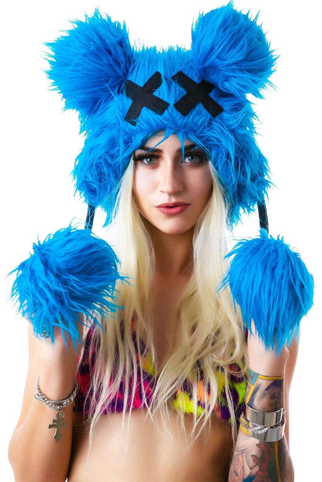 Dead Mouse Furry Hood - Light Blue