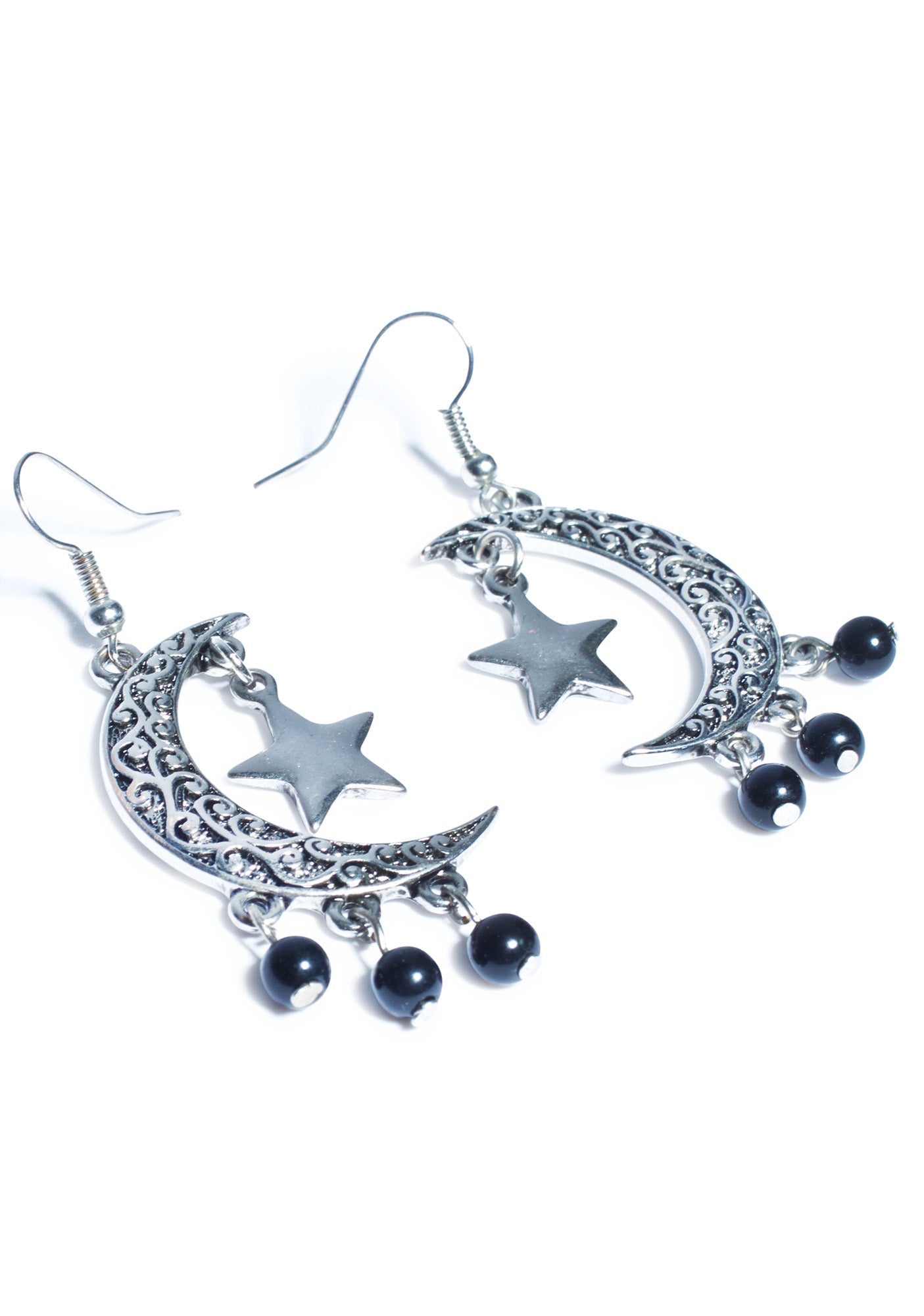 Eternal Moon And Stars Earrings - Silver