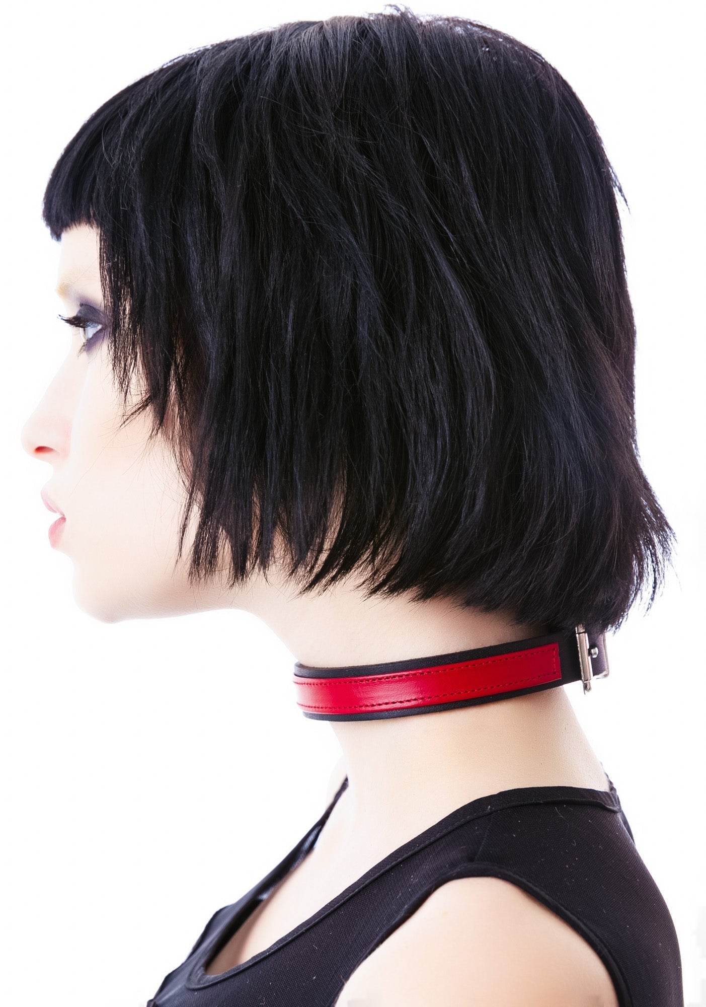 Strap Tease Leather Choker - Red