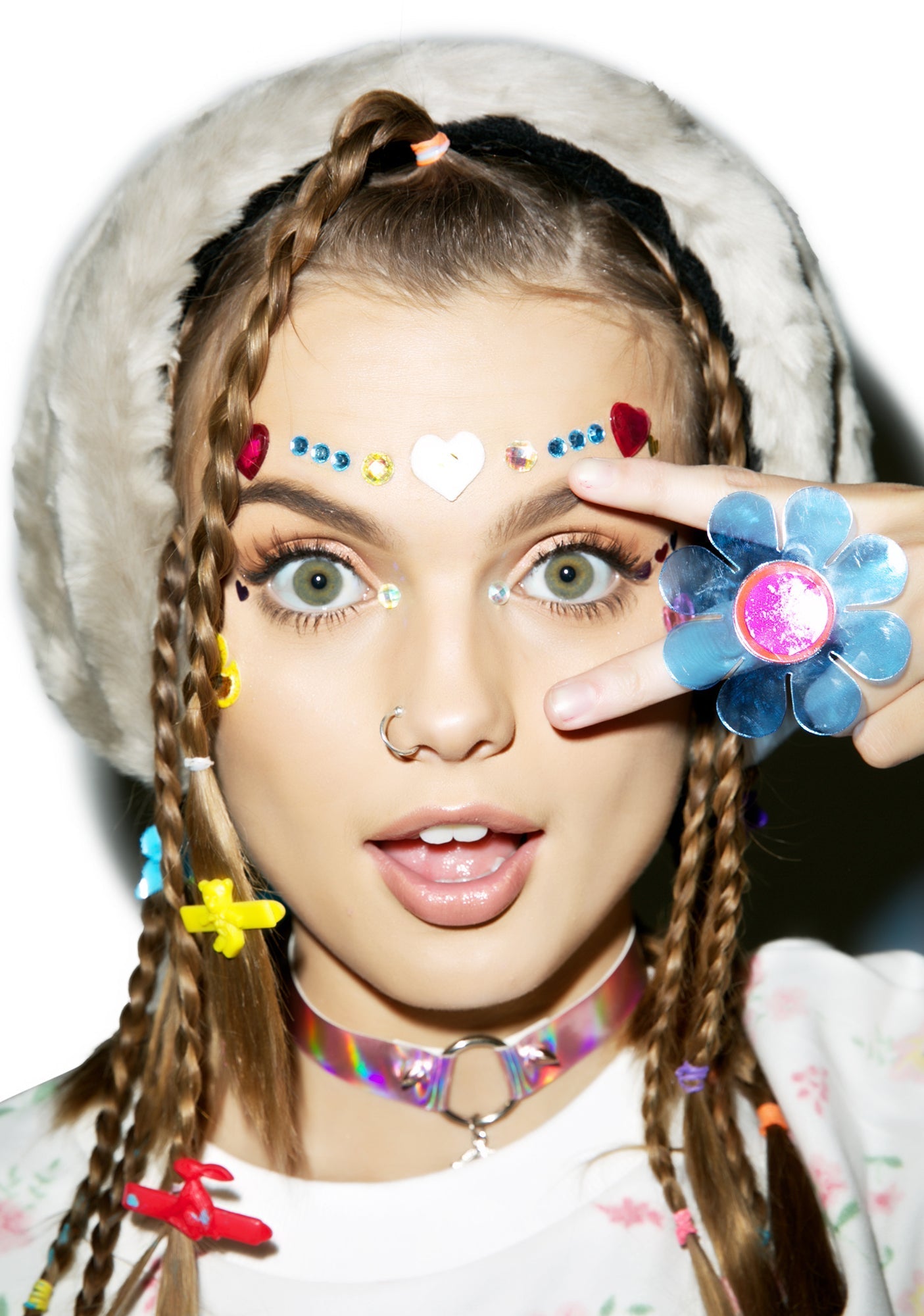 Faux Fur Ear Warmer - Light Blue