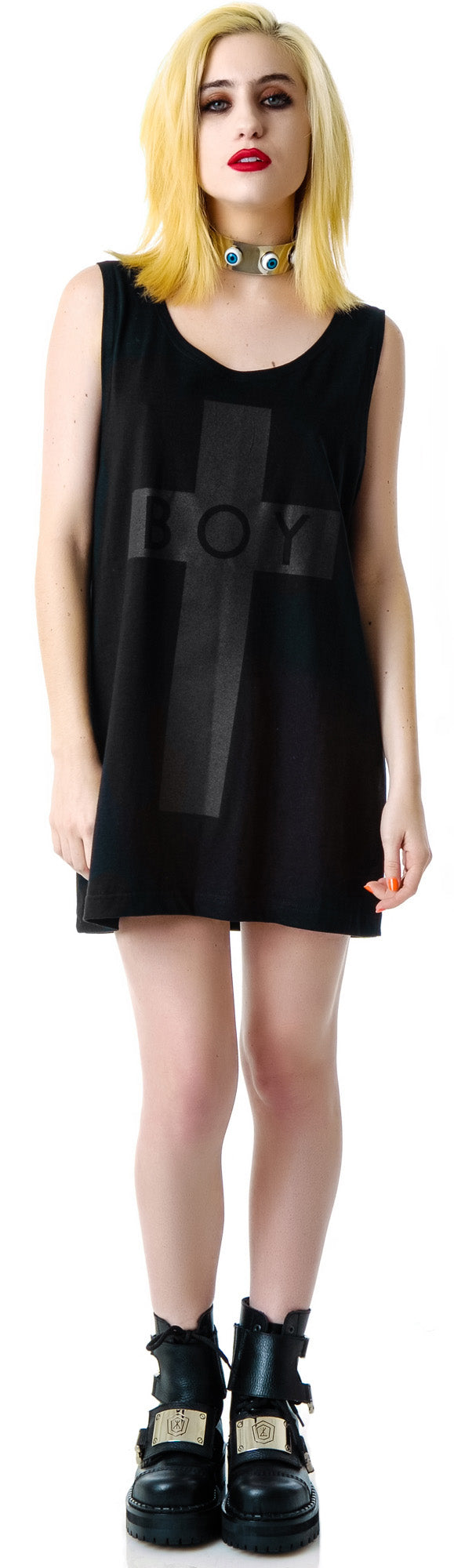 x BOY London Boy Cross Oversized Tank - Black