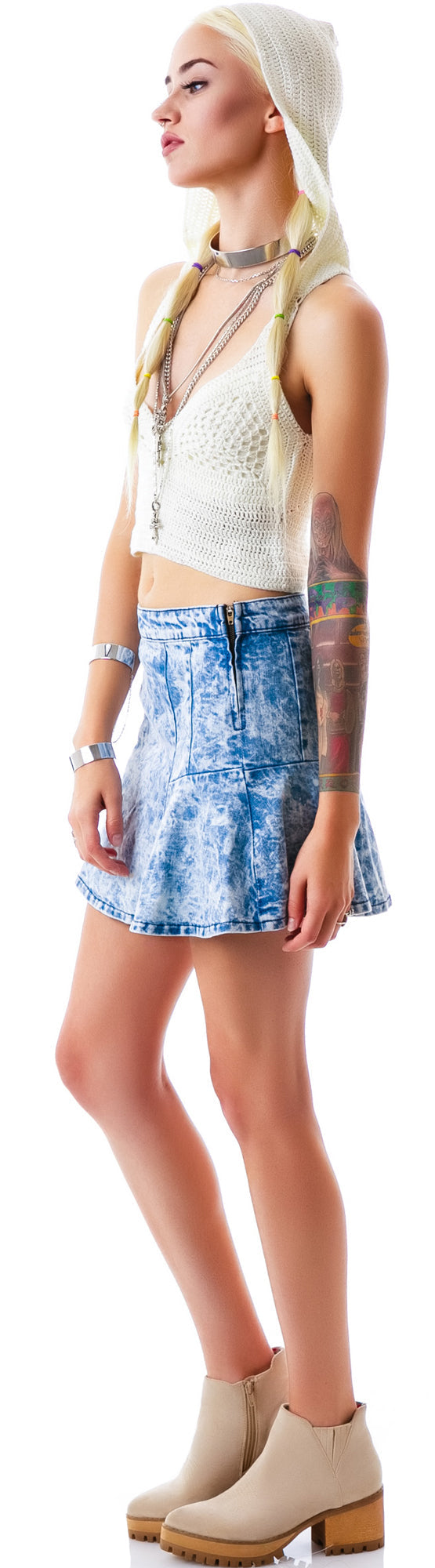 Mellow Out Crochet Crop Top - Light Brown