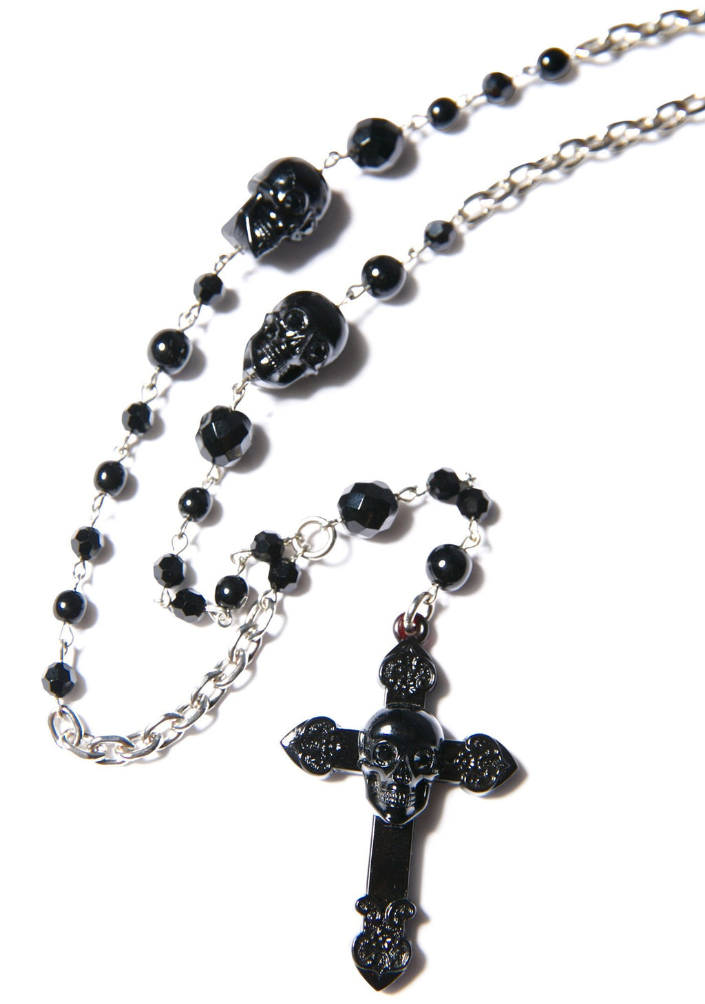 Don't Cross Me Rosary Necklace - Light Brown