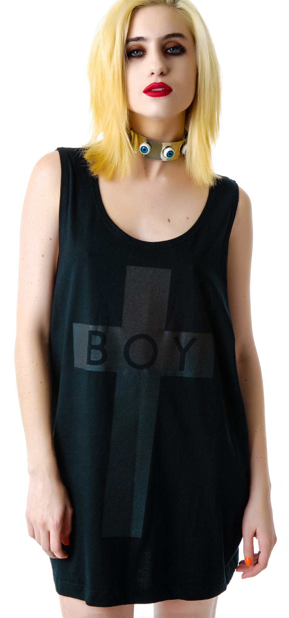 x BOY London Boy Cross Oversized Tank - Black