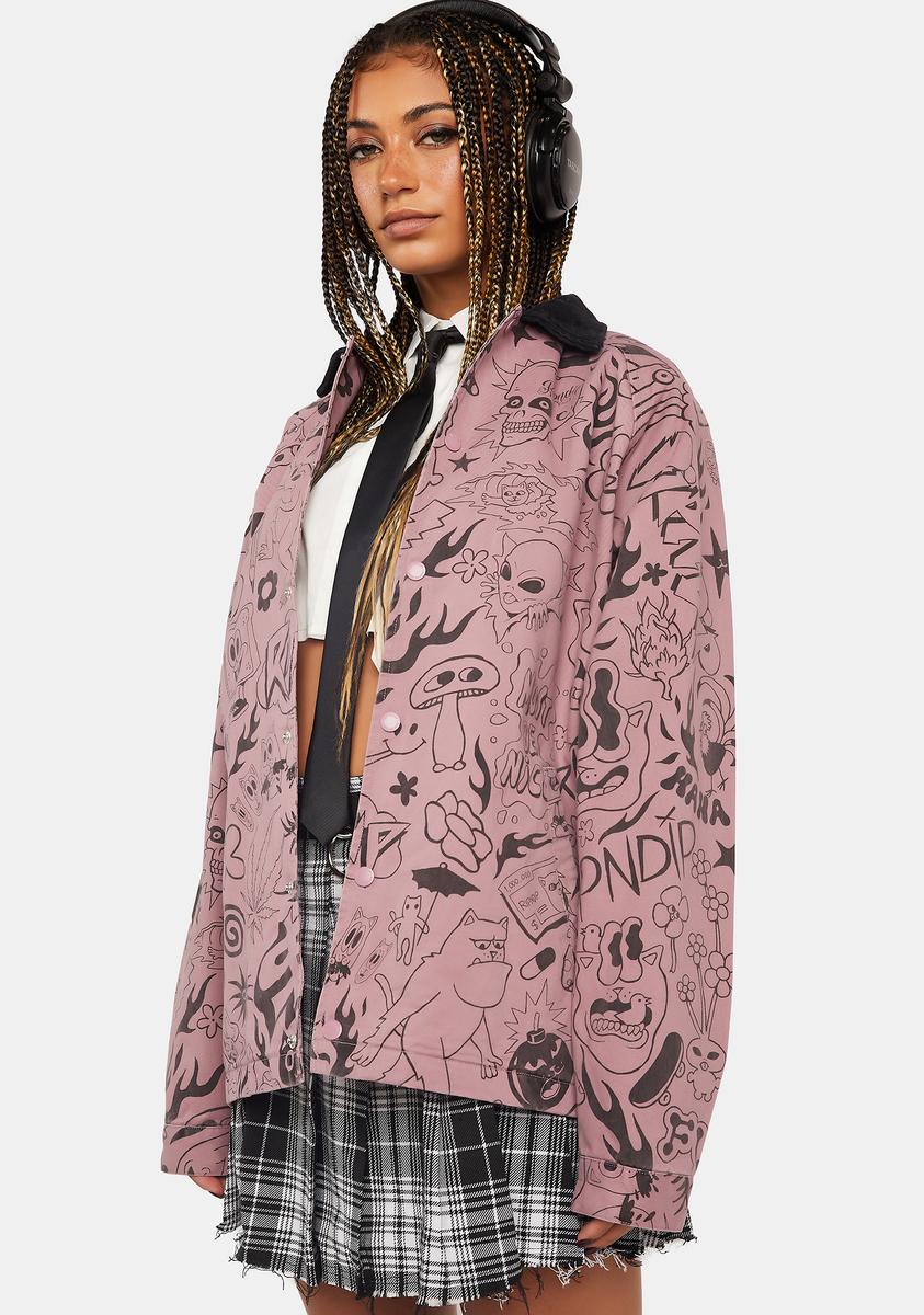 We Don't Care Coaches Jacket - Light Pink