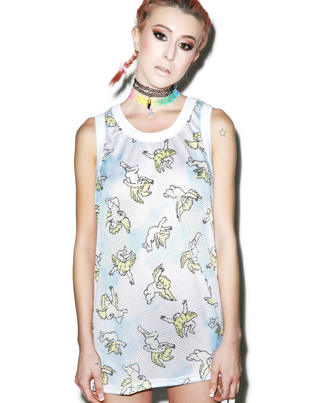 Risen Sky Mesh Tank - Light Blue