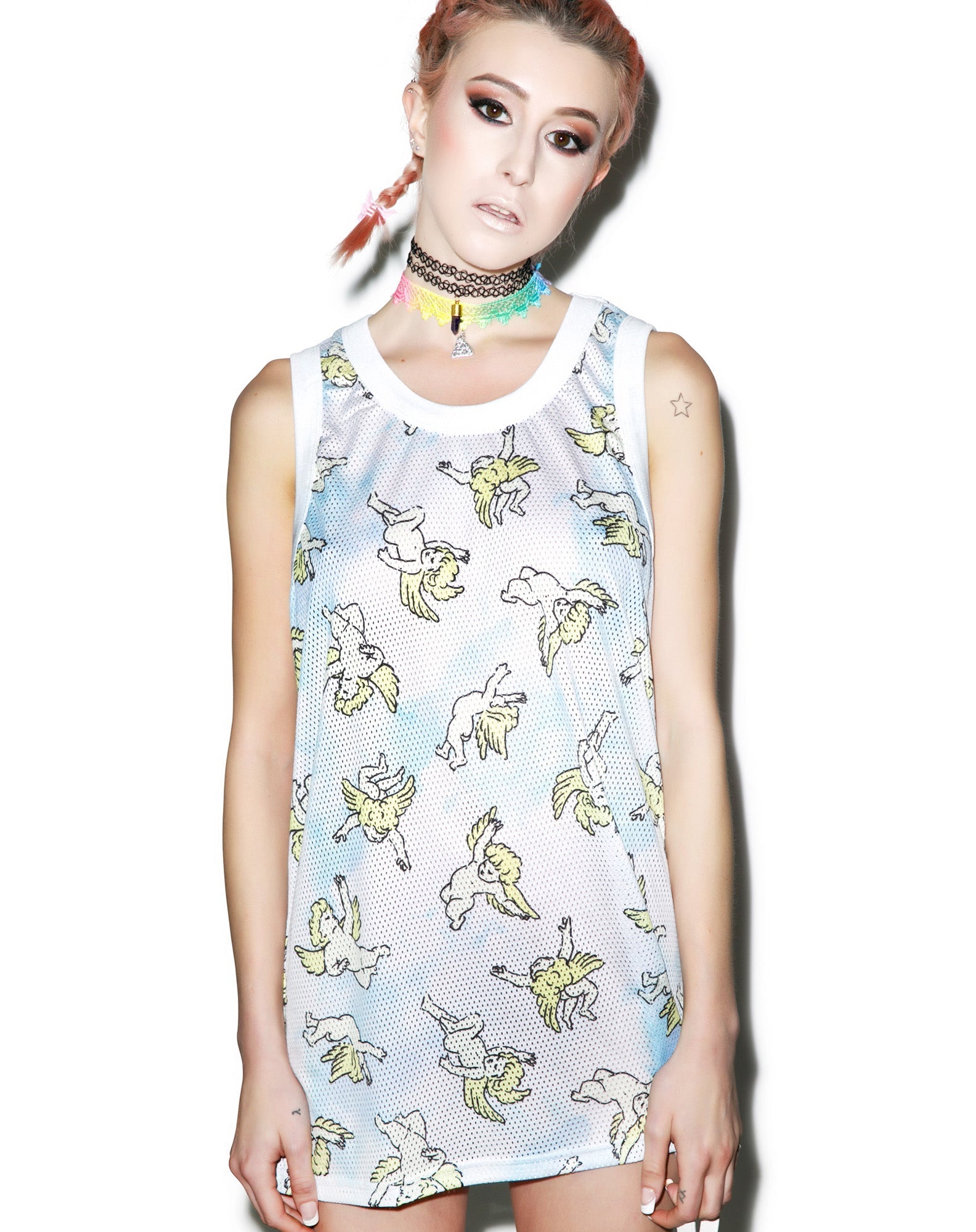 Risen Sky Mesh Tank - Light Blue