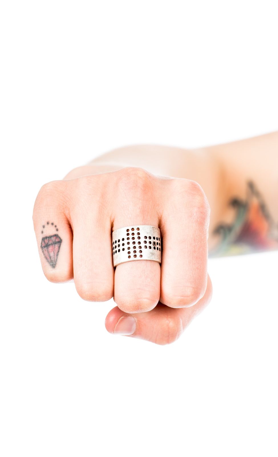 Perforated Cross Ring - Black